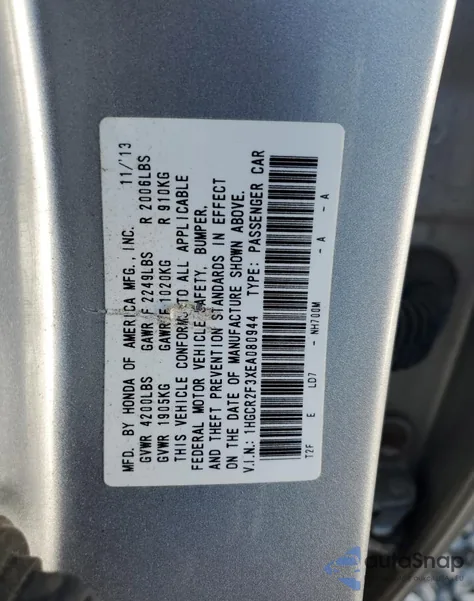 2014 Honda Accord Lx из США, поврежденный, VIN 1HGCR2F3XEA080944